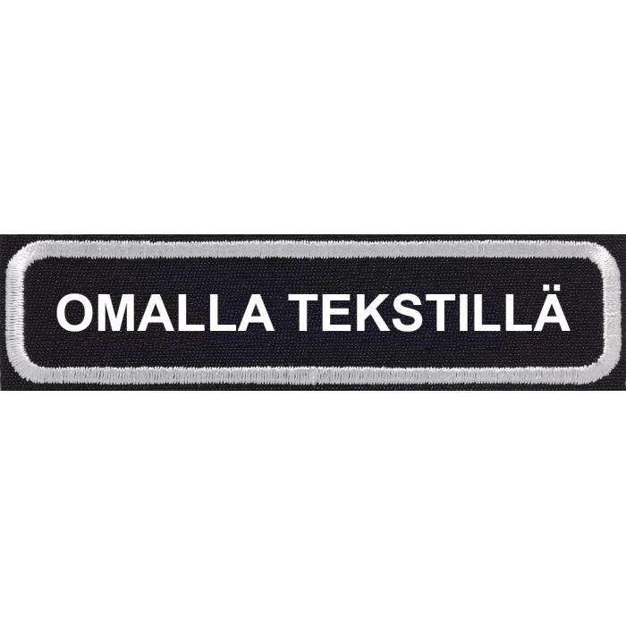 Pieni Kangasmerkki Omalla Tekstillä (10x2cm) - Image 1
