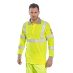 Portwest Palosuojattu antistaattinen Hi-Vis pitkähihainen polopaita - Image 3