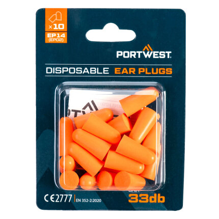 Portwest PU Vaahtomuovi korvatulpat (10 parin pakkaus)