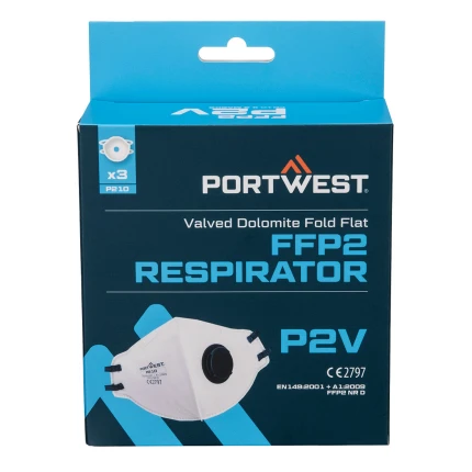 Portwest FFP2 Dolomite taittuva hengityssuojain venttiilillä.