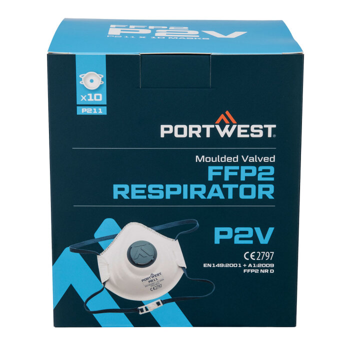 Portwest Muotoiltu FFP2 venttiilihengityssuojain (Pk10)