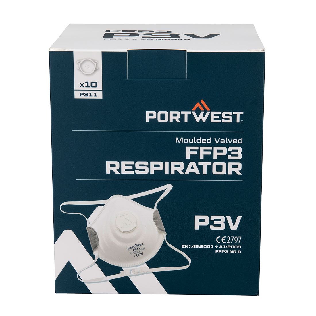 Portwest Muotoiltu FFP3 hengityssuojain venttiilillä (Pk10) Portwest Muotoiltu FFP3 hengityssuojain venttiilillä (Pk10)