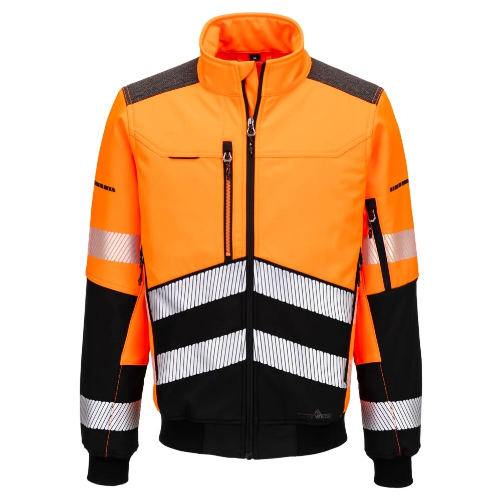 EV468OBR.jpg Portwest EV4 Hi-Vis Softshell Bomber-takki (3L) EV468 - Image 1