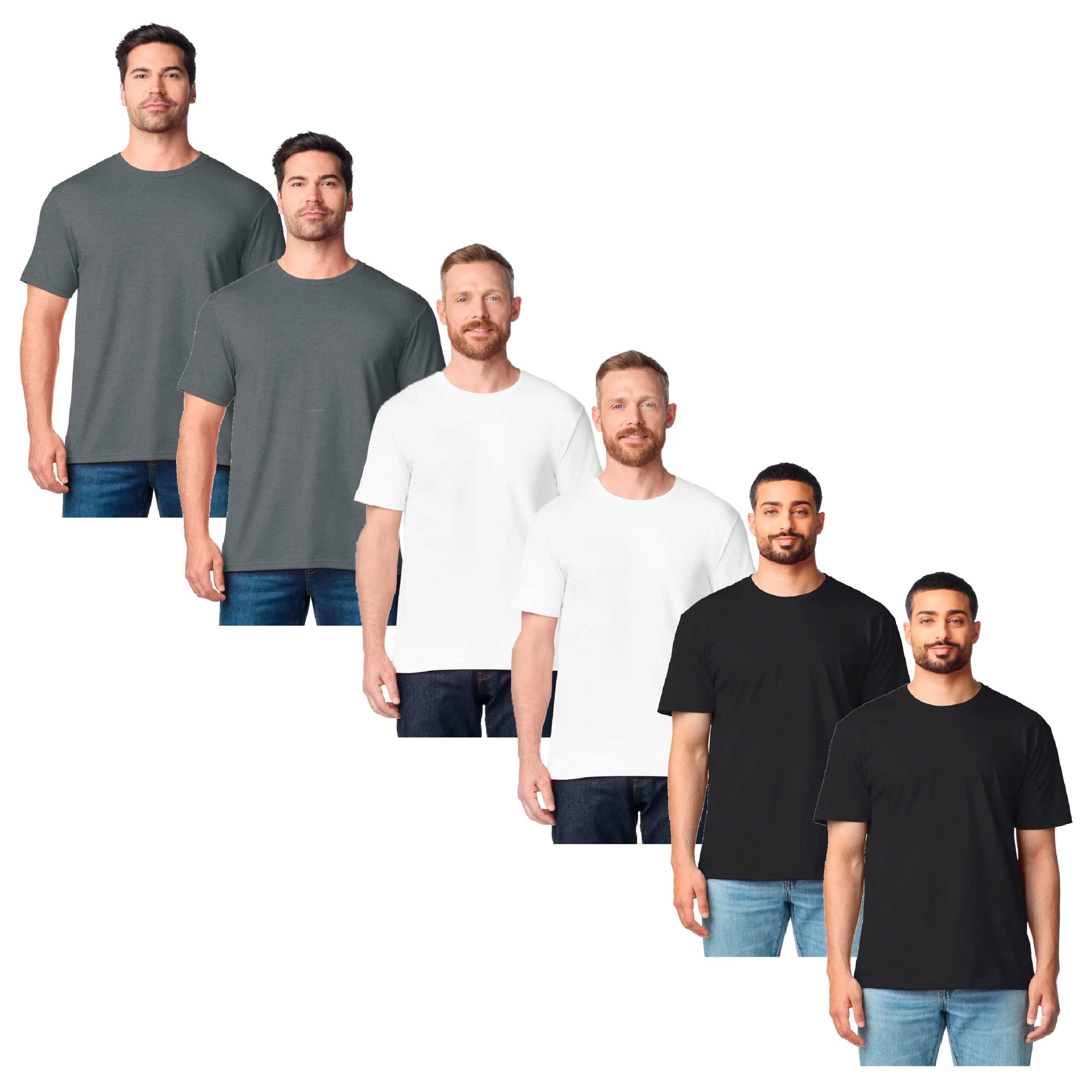 G3000-t-shirt-charcoal-white-black-6pcs Gildan 3000 Aikuisten Kevyt T-Paita (6kpl) - Image 1